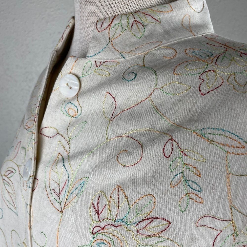 Koret Linen Blend Button Down Top EUC - image 6